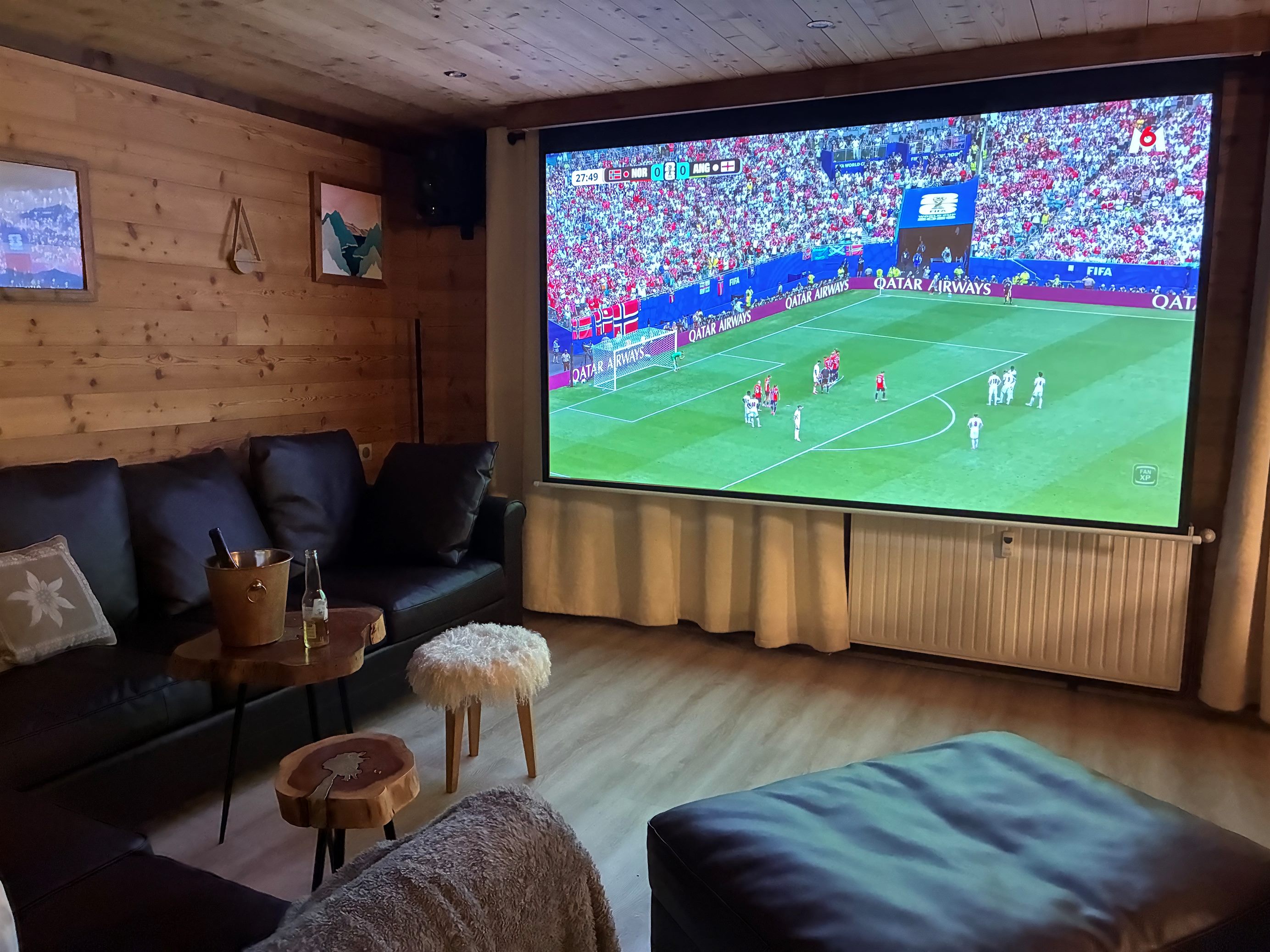 The cinema screen in the living room